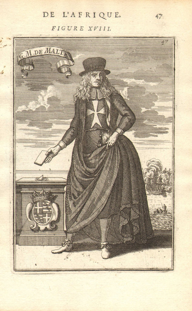 GREGORIO CARAFA. Grand Master Knights Hospitaller of St John, Malta. MALLET 1683
